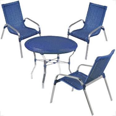 Imagem de Conjunto 3 Cadeiras e Mesa Alta Alumínio Para Área Externa Fortaleza F