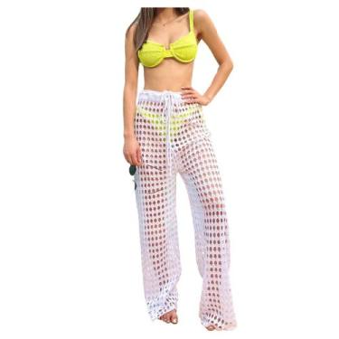 Imagem de Calça Saída de Praia em Tricot Flare - Nagai, Branco, P