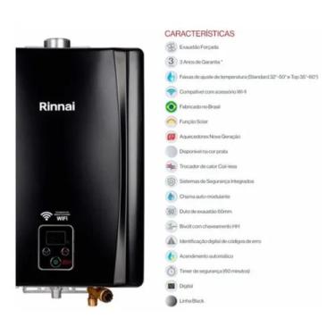 Imagem de Aquecedor a Gás Digital REU-E211 FEH (E21) 21 litros GN COR PRETO - Ri