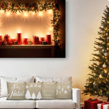 Imagem de Kit 4 Capas para Almofada Natal Merry Christmas Nascimento Menino Jesu