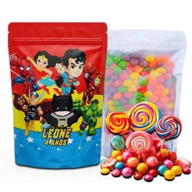 Imagem de Kit Festa Com 5 Saquinhos Em Pé 12x19cm Vários Temas - Mundo da Bina, 