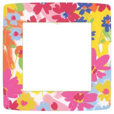 Imagem de Conjunto de 2 velas de prato de jantar de papel quadrado com respingos florais; 16 placas no total