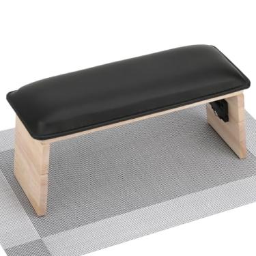 Imagem de Segbeauty Descanso de mão ajustável, descanso de braço dobrável de couro PU de madeira de 3 camadas para unhas, suporte de mão portátil de manicure para tecnologia de unhas com tapete de mesa de PVC