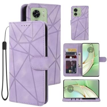 Imagem de Tothedu Capa carteira para Motorola Edge 40/Motorola Edge 2023/Moto Edge geração 4, suporte de couro flip para cartão de crédito com alça para celular para Motorola Edge 2023 5G roxo