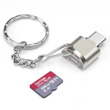 Imagem de AIYEEN Adaptador de leitor de cartão/cartão de memória TF tipo C com chaveiro, leitor USB 3.0 Tipo-C para Micro SD SDHC SDXC OTG, compatível com iPhone 15 Pro Max Mac Windows Linux PC Samsung Galaxy