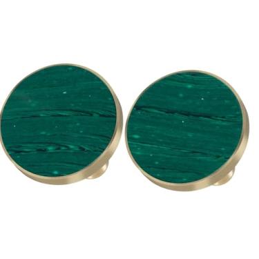 Imagem de Rockcloud Puxadores redondos de pedra malaquita para armário, gaveta, gaveta, armário, guarda-roupa, porta, cozinha, com parafusos, móveis decorativos para escritório em casa, pacote com 2