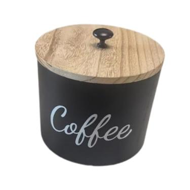 Imagem de IEUDNS Cesta porta-filtro de café, suporte para cápsulas de café, decorativo, organizador de estação de café, madeira rústica de para decoração de, Preto