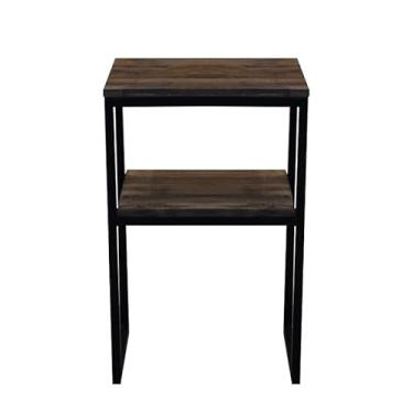 Imagem de Mesa De Canto Cabeceira Criado em Madeira e Metal Preto