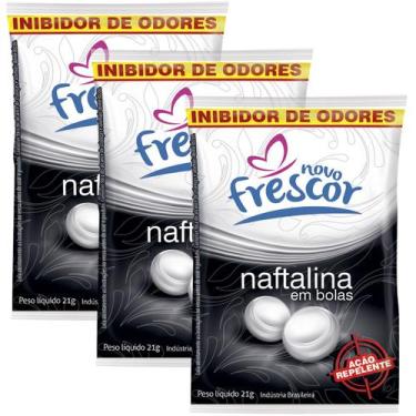 Imagem de Kit 3 Pacotes Pedra Naftalina Bola Anti Traça Anti Mofo  21gr Novo Fre