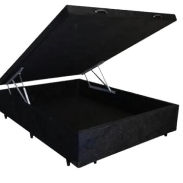 Imagem de Cama Box Baú Casal Padrão 48cm de altura - Estrutura Reforçada, Suporta 150kg por Pessoa (Preto)