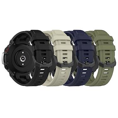 Imagem de QGHXO Pulseira para Amazfit T-Rex 2/Active Edge, Pulseira de Silicone Macio com Fecho de Aço Inoxidável, 99 + 133 mm, 4 Peças para Meninos, Esportivo