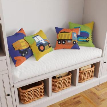 Imagem de Kit 4 Almofadas Decorativa COM ENCHIMENTO Infantil Caminhao e Trator -