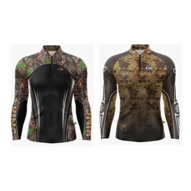Imagem de Kit 2 Camisa de Pesca Camuflada Manga Longa King Com Proteção Solar UV