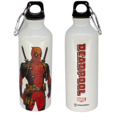 Imagem de Garrafa Deadpool Alumínio Com Mosquetão 500ML Oficial Marvel - Zona Cr