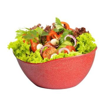 Imagem de Saladeira bowl oval design vermelha tigela p/ salada pipoca - EVO