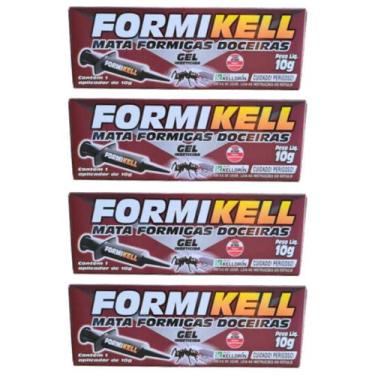 Imagem de Mata Formiga Formikell Gel Seringa Kelldrin 10g Kit c/ 4