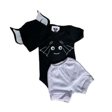 Imagem de Body Bebe Menino - Morcego + Shorts + Touca - Halloween - Temático - R