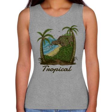Imagem de Regata Feminina Tropical Beach - Foca na Moda, Cinza, M