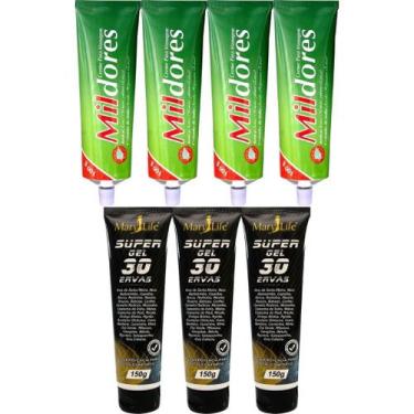Imagem de Kit 4 Creme Para Massagem Mil Dores 100g + 3 Super Gel 30 Ervas 150g -