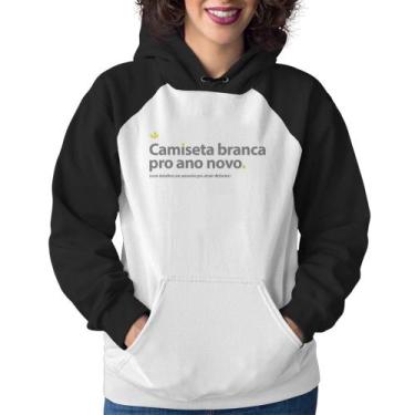 Imagem de Moletom Feminino Camiseta branca de ano novo - Foca na Moda, Branco, P