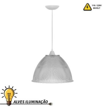 Imagem de Luminária Pendente Lustre Cúpula Prismatica Para Galpão de 12" Polegad