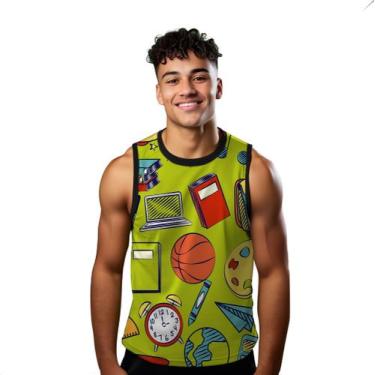 Imagem de Camiseta Regata Verão Estilo Moda Praia Cartoon Livros Basquete 919 - 