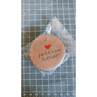 Imagem de 25 Tags "Feito com amor" - 5 cm - Papel Kraft - com furo - The Love Co
