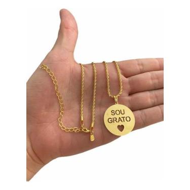 Imagem de Cordão Baiano Luxo Feminino + Pingente 5mm Banhado Ouro 18k - ToJoia18