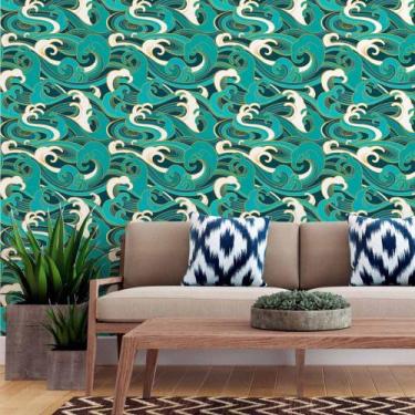 Imagem de Papel de Parede Adesivo Ondas Oriental N015173 0,58x2,50M - Adesivo BR