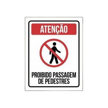 Imagem de Placa Proibido Pedestres 18x23cm - Adesiva - Resistente