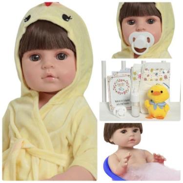 Imagem de Boneco Bebê Reborn Arthur Roupão Bichinho + Kit 12 Itens - Cegonha Reb