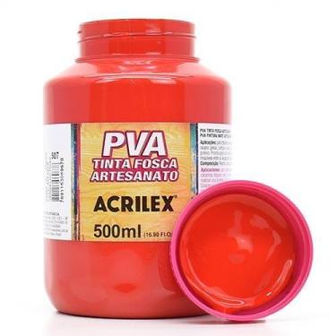 Imagem de Tinta PVA Fosca para Artesanato 500ml - Acrilex, 507 - VERMELHO FOGO
