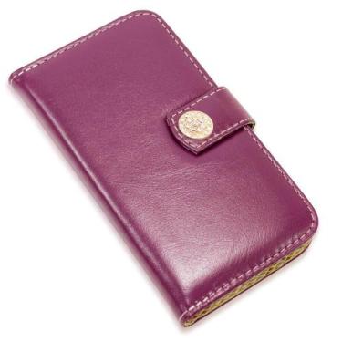 Imagem de Capa carteira couro strass roxo para moto one xt1941 - CELLWAY