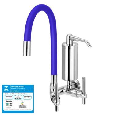 Imagem de Torneira Gourmet Colors Azul Filtro Cozinha Parede C61    - Del Metais