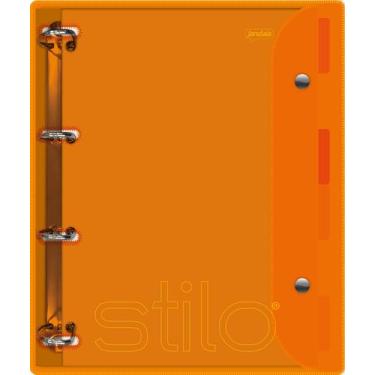 Imagem de Jandaia - Caderno Argolado/Fichário Universitário Capa Cristal Flexível 200Fls Stilo - Laranja Neon