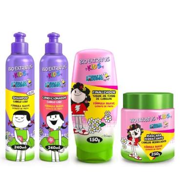 Imagem de Kit Kids Bio Extratus Lisos Shampoo Cond Máscara Finalizador