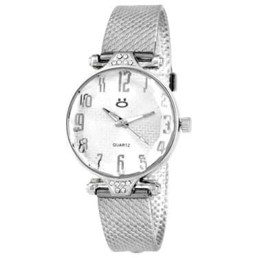 Imagem de Relogio prata aço feminino corrente pingente coração brinco original presente inoxidável casual