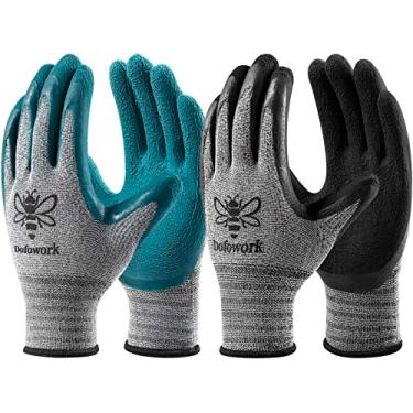 Imagem de DOFOWORK Luvas de Jardinagem - 6 Pares, Látex Natural Respirável, Flexíveis e Protetoras, Pretas e Verdes, Xx-Grande