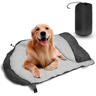 Imagem de Saco de dormir para cães, impermeável, quente, embalável, com bolsa de armazenamento, tapete de cama grande portátil para animais de estimação para viagens, acampamento, caminhadas, mochilão,