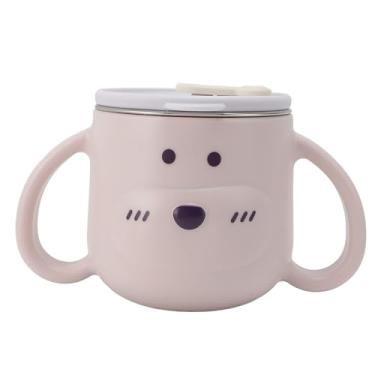 Imagem de Copo Isolado para Criança Com Canudo, Copo de Leite de Jardim de Infância Com Design de Desenho Animado Em Aço Inoxidável 316L, Copos para Crianças de Parede Dupla de 250 Ml,
