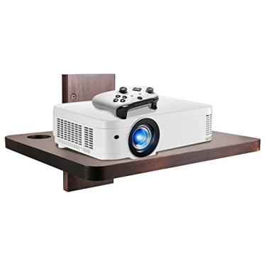 Imagem de Siondoux Projetor flutuante de parede, suporte de DVD, centro de entretenimento flutuante de madeira, suporta 10,8 kg, perfeito para projetor, Xbox, PS5, leitor de DVD, console de jogos, caixa de cabo, prateleira flutuante para TV embaixo da TV