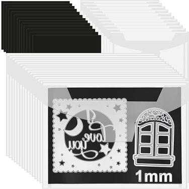 Imagem de Bolsa de armazenamento de carimbos e moldes com folhas magnéticas de borracha supergrossas de 1 mm, bolso de armazenamento de plástico resselável de 12,7 x 18,8 cm para cortes de molde, estojo de envelope de estêncil para cortar moldes