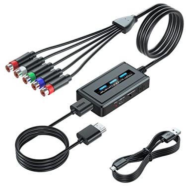 Imagem de Conversor de componente fêmea para HDMI com função de dimensionamento para PS2/NGC/Xbox/Wii com componente macho, conversor YPbPr para HDMI Scaler com HDMI e cabos de componentes integrados, conversor