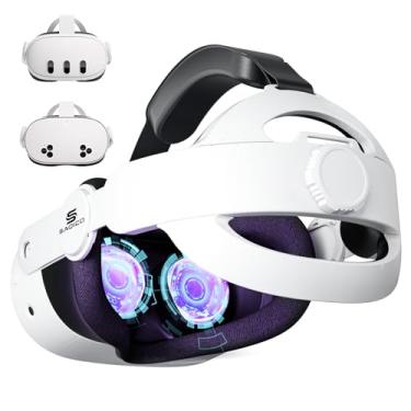 Imagem de Saqico Upgraded Head Strap for Meta Oculus Quest 3, Pressure-Free Elite Strap Accessories Replacement, Adjustable Headband Soft Cushion VR Headset Enhanced Comfort & Balanced Fit for Longer Immersion