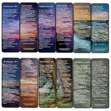 Imagem de NewEights Salmos 91 Spanish Psalm 91 Bookmarks Cards RVR1960 (pacote com 60) - Stocking Stuffers Church Ministry - Estudo da Bíblia Materiais para Igreja Presentes de Incentivo para Professores de