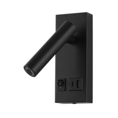 Imagem de Arandela Parede Led Direcionável 2w Tipo C Usb C/interruptor Cor Preto