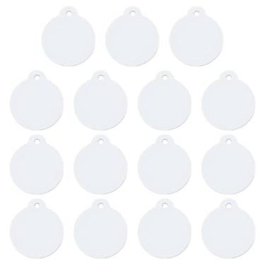 Imagem de BENECREAT 50 peças redondas de sublimação de alumínio, etiquetas de estampagem dupla face de alumínio de 3 x 3 cm para impressão por prensa térmica, pingentes de etiquetas de gravação a laser,