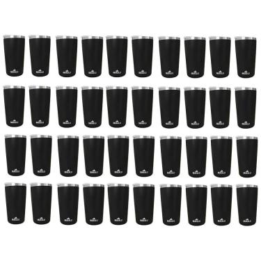 Imagem de Kit 40 Copos Térmicos Aço Inox 420ML Preto p/ Água Cerveja Café - Quente e Frio - Unica Unico