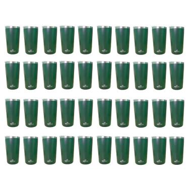 Imagem de Kit 40 Copos Térmicos Aço Inox 420ML Verde p/ Água Cerveja Café - Quente e Frio - Unica Unico