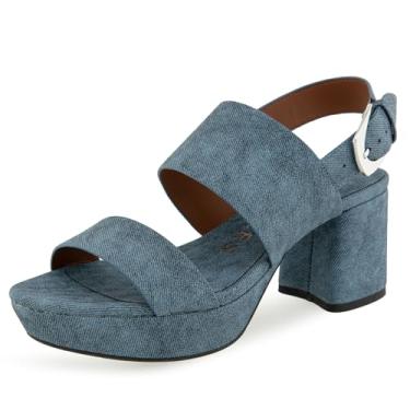 Imagem de Aerosoles Sandália feminina de salto Camilia, Jeans Azul Denim Texturizado Couro Sintético, 36